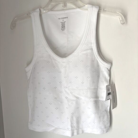 Juniors No Comment Pointelle Seamless Racer V-Neck Built In Bra Tank Junior M - Picture 1 of 3